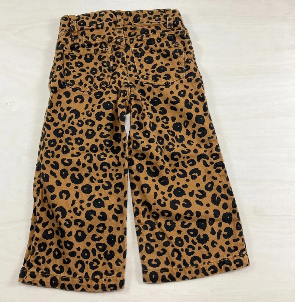 Cat & Jack Toddler Girls Leopard Print Wide Leg Pants Brown 3T Animal Print